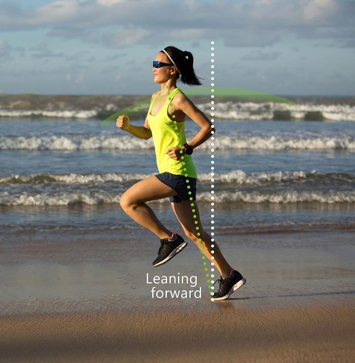 Lean forward while running